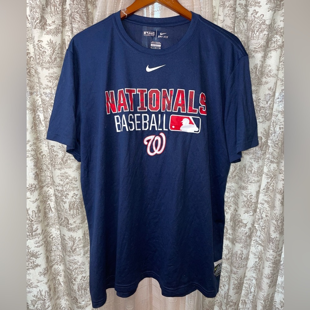 Nike Navy Nationals Baseball Tee with Red & White Logos